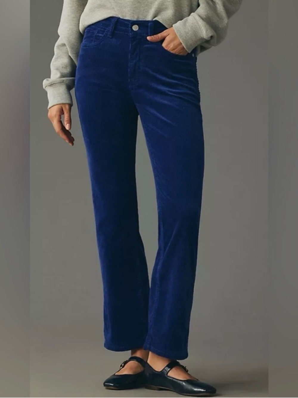 Anthropologie x Pilcro The Yaya Mid-Rise Corduroy Crop Flare Jeans Blue 31 - Picture 2 of 16